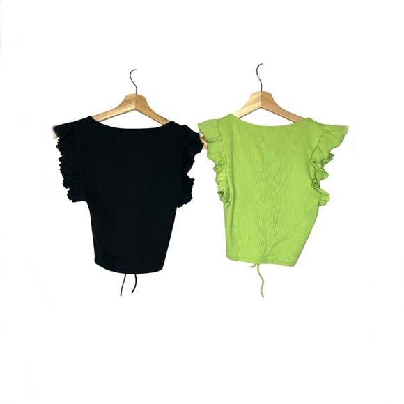 2 Bundle Crop Zara Tops Front Rouching - Picture 8 of 9